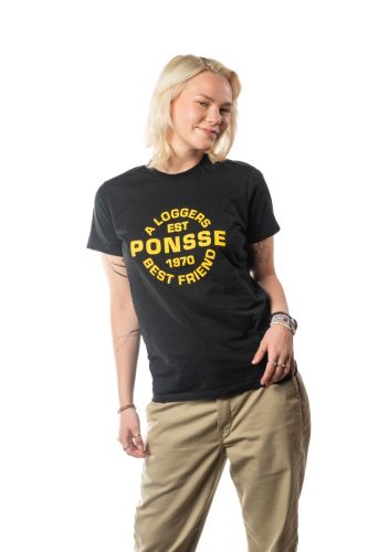 Black t shirt with yellow print hotsell